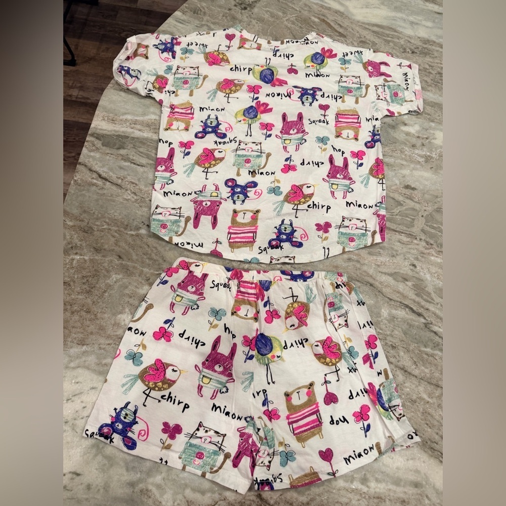 Mia Lucie 2-Piece Cotton Pajama Set Whimsical Animal Print - Picture 13 of 14